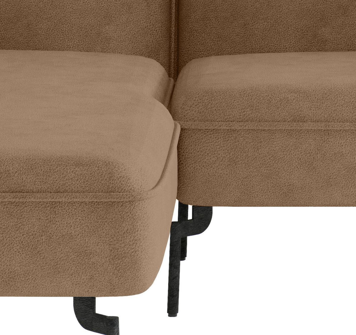 Sitzgarnitur Jakarta - Hellbraun/Edelstahlfarben, Design, Textil (185/265cm) - Livetastic