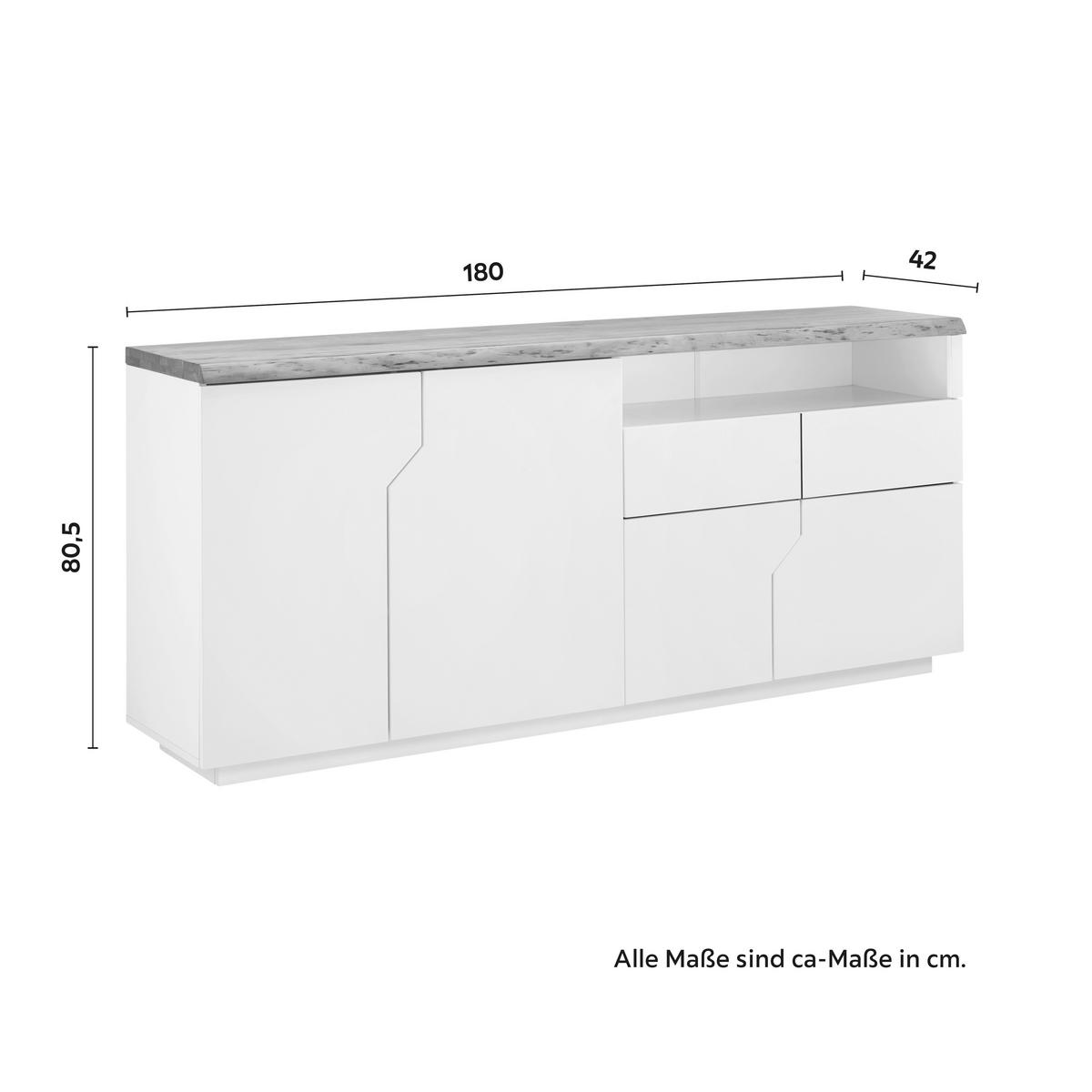 Komoda CARLOS - bílá/barvy dubu, Moderní, dřevo (180/80,5/42cm) - Modern Living
