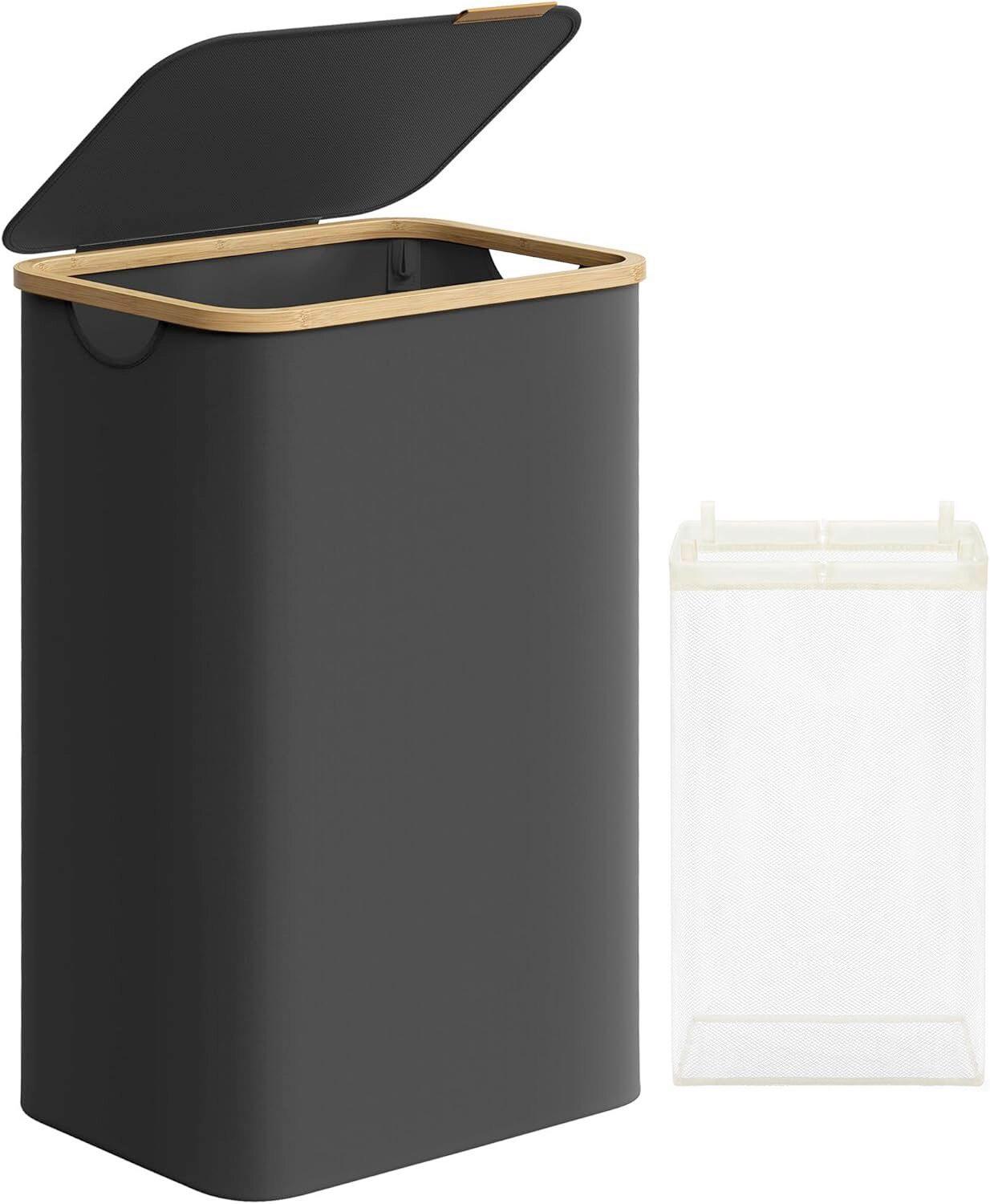 Wäschekorb Schwarz B: 42 cm - Schwarz, Basics, Naturmaterialien/Textil (42/70.5/32cm)