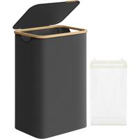 Wäschekorb Schwarz B: 42 cm - Schwarz, Basics, Naturmaterialien/Textil (42/70.5/32cm)