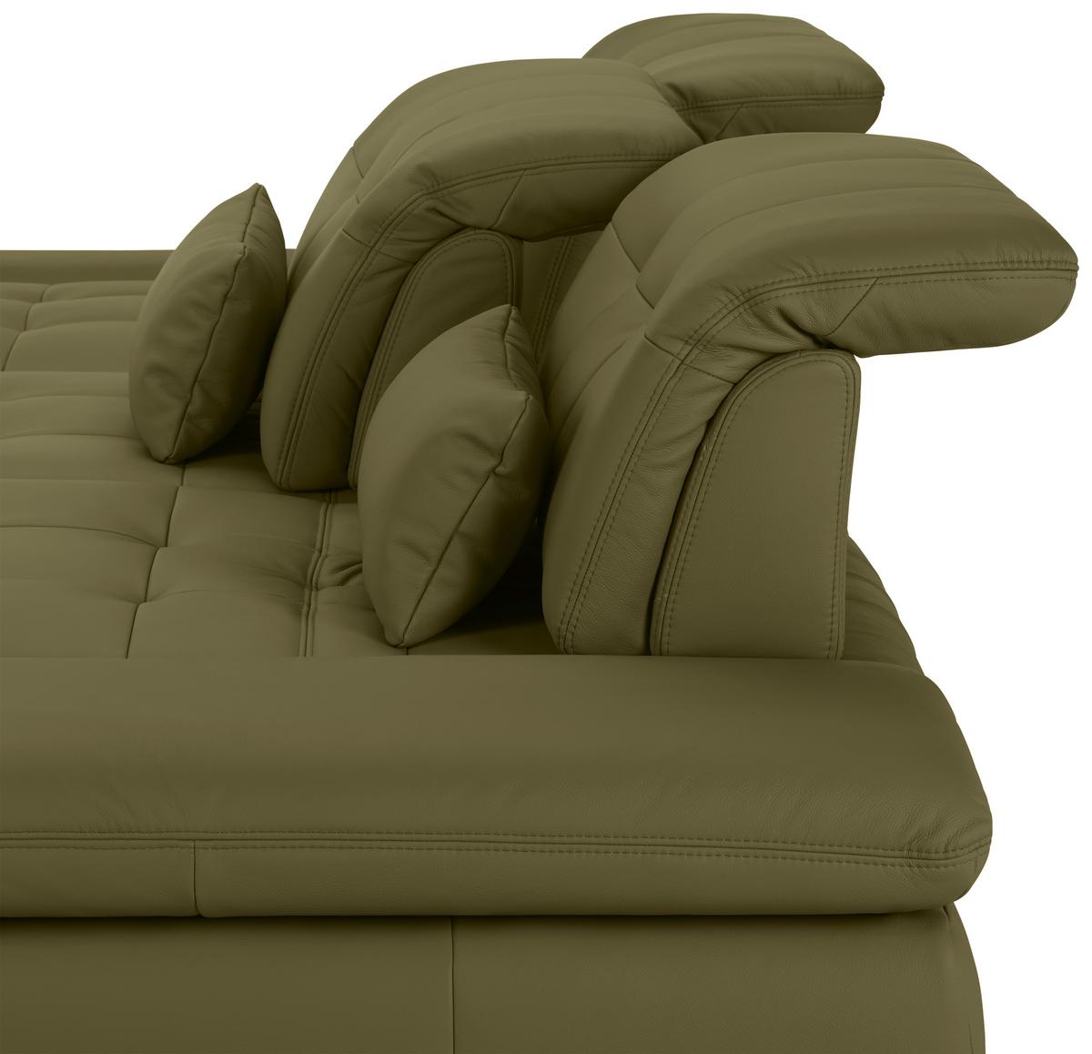 Rohová sedačka SANFINO, levá, olivově zelená pravá kůže - barvy chromu/olivově zelená, Konvenční, kov/kůže (199/305cm) - Premium Living