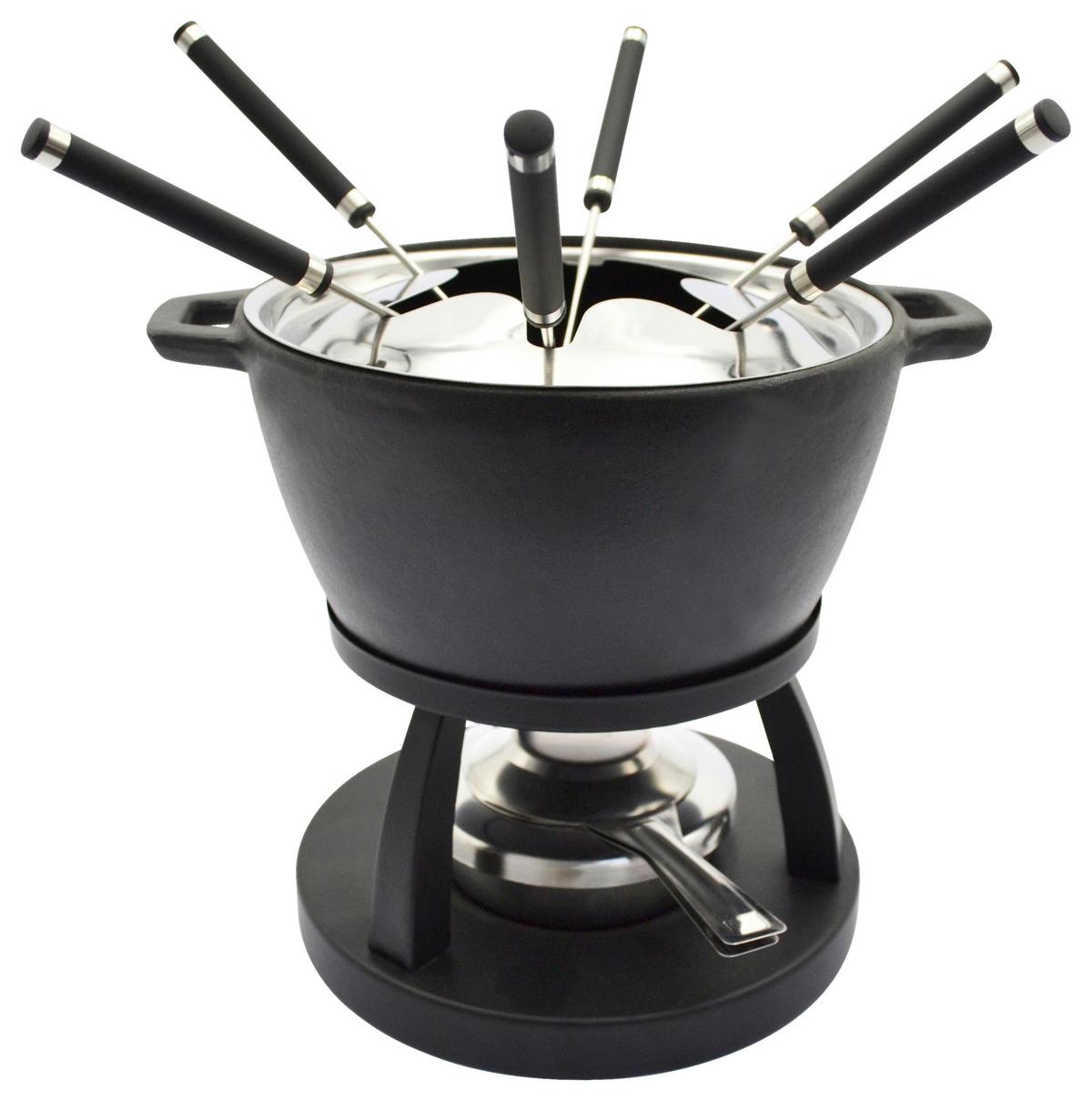 Fondueset Schwarz, 10-Teilig - Schwarz, Trend, Metall - Mäser