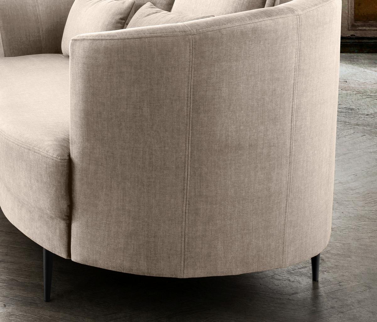 3-Sitzer-Sofa Pistaccio Beige Velours, Rücken Echt B: 209 cm - Beige/Schwarz, MODERN, Textil (209/85/101cm) - Livetastic