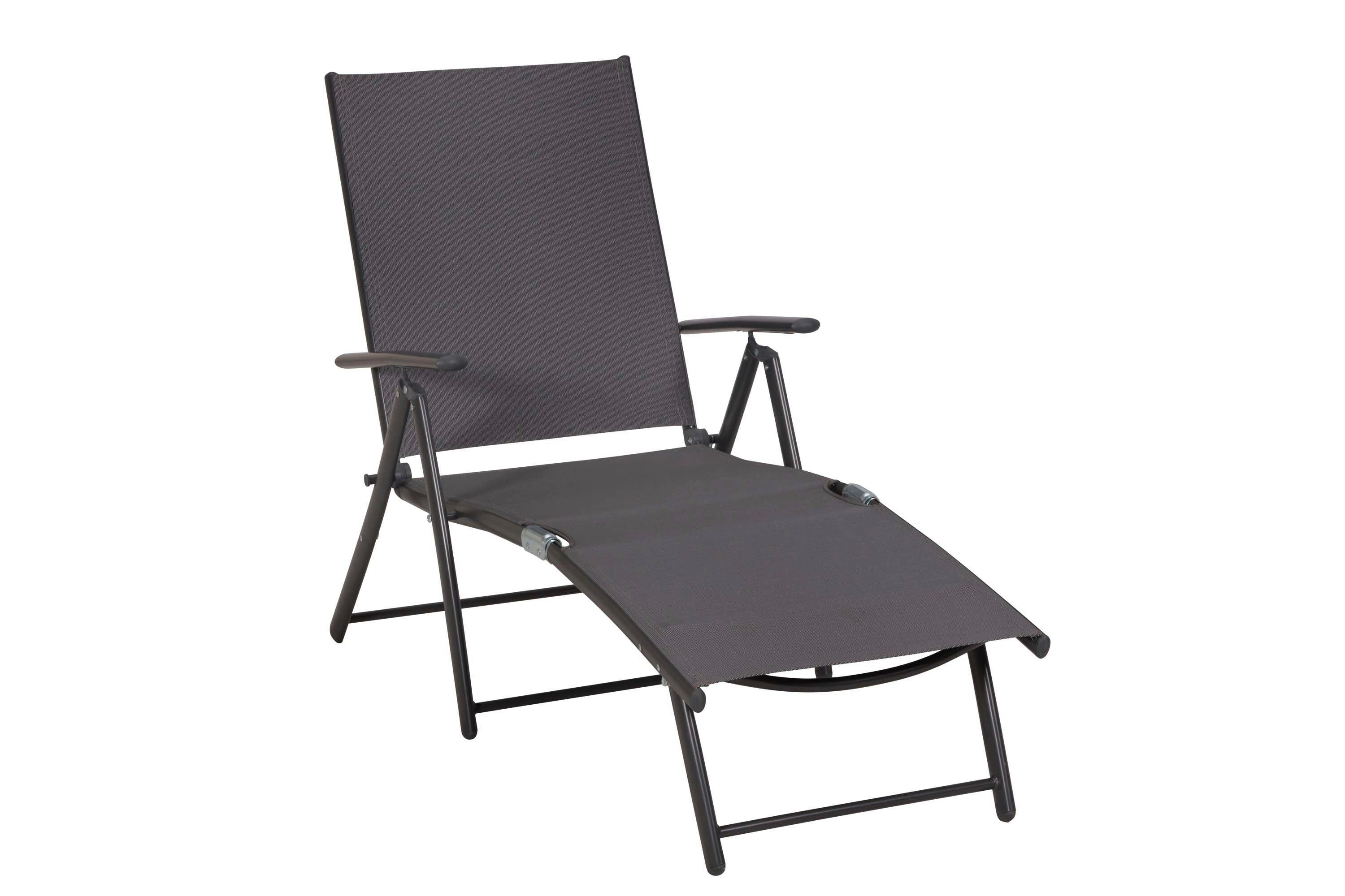 Gartenliege Deckchair Aus Stahl, Klappbar - Graphitfarben/Grau, KONVENTIONELL, Textil/Metall (64/87/140cm) - Gardenson
