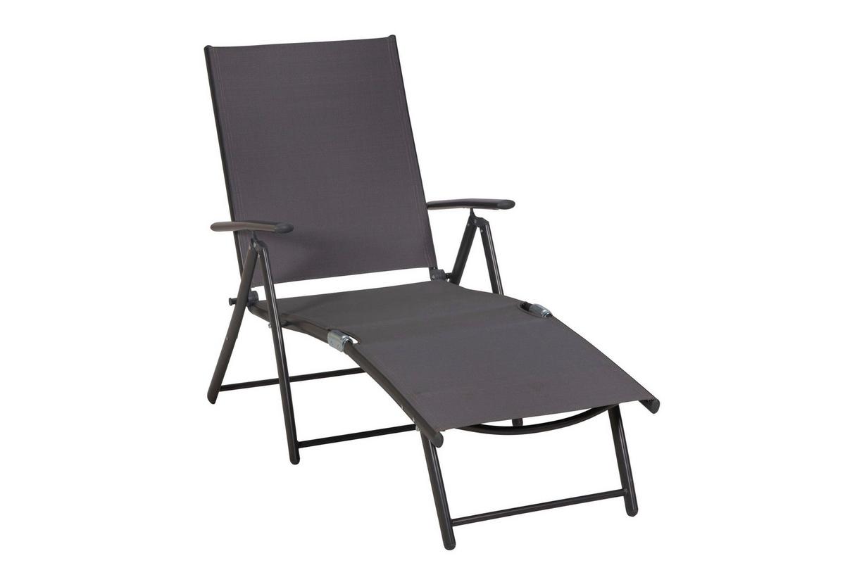 Gartenliege Deckchair Aus Stahl, Klappbar - Graphitfarben/Grau, KONVENTIONELL, Textil/Metall (64/87/140cm) - Gardenson