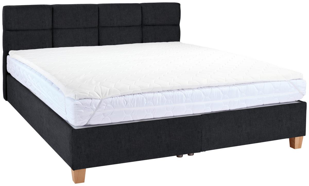 Polsterbett Mit Bettkasten 140x200 Bellagio Schwarz - Buchefarben/Schwarz, KONVENTIONELL, Holz/Textil (140/200cm)
