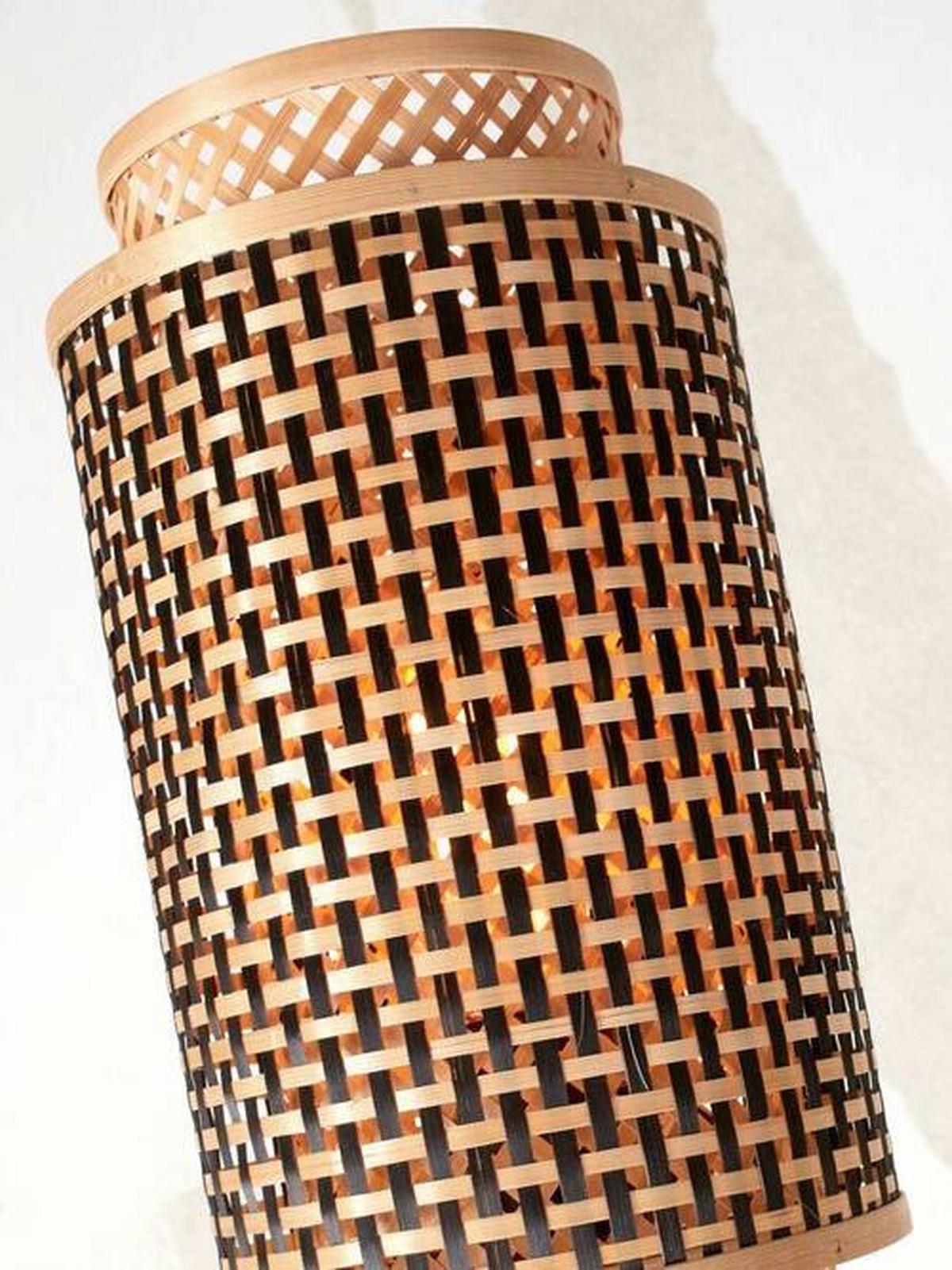 Stehleuchte Bhutan/fs/fj/n/1835/bn - Schwarz/Naturfarben, Trend, Holz (20/145cm) - Good & Mojo