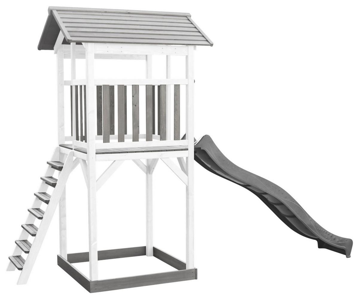 Spielturm A025.120.82 - Weiß/Grau, KONVENTIONELL, Holz/Kunststoff (111,2/241,9/349cm) - Ambia Garden