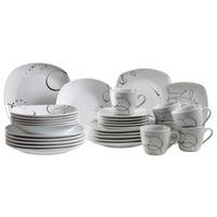 Kombiservice Chanson Keramik 6 Personen Geschirr Set - Schwarz/Weiß, Basics, Keramik - Mäser