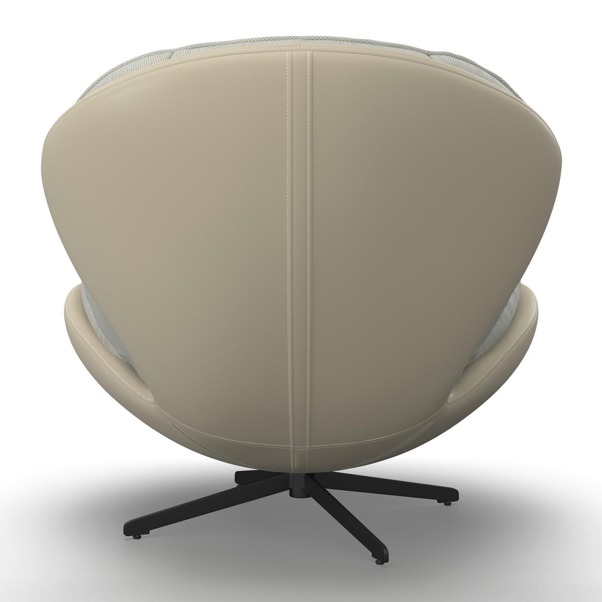 Relaxační křeslo INA, bílá,béžová, vzhled kůže - bílá/černá, Moderní, kov/textil (98/86/105cm) - Bessagi Home