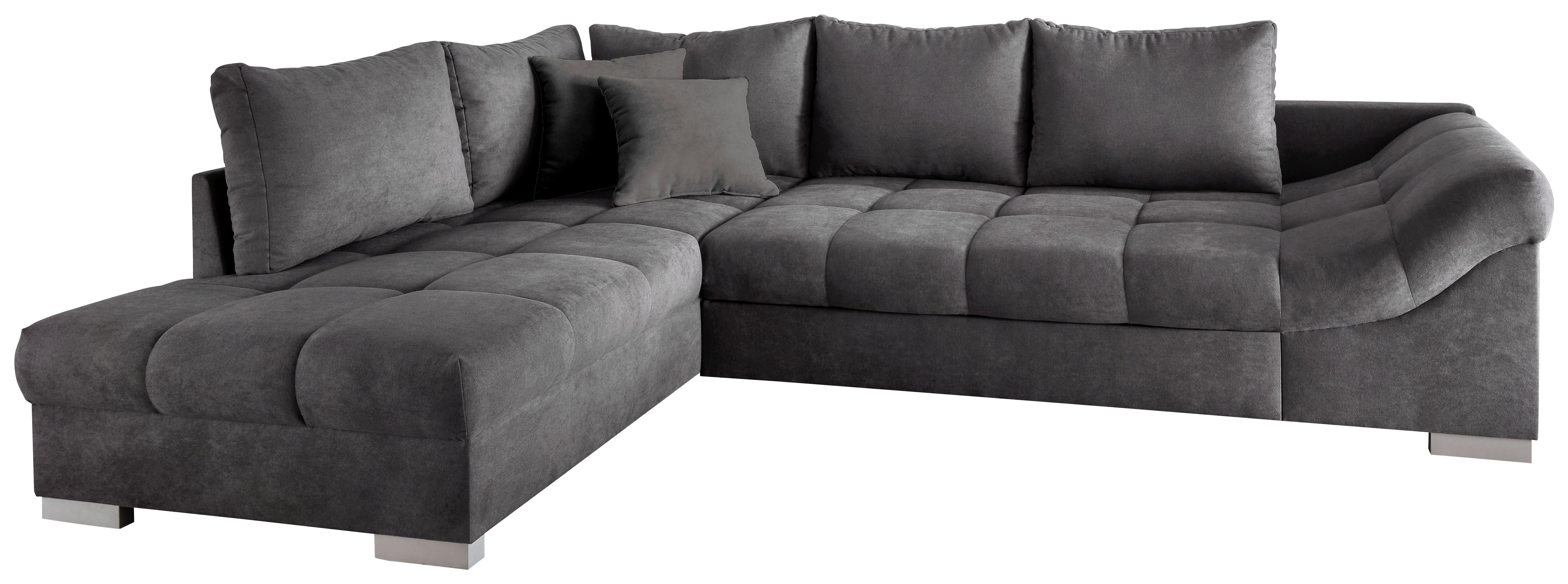 Eckschlafsofa Alvito Anthrazit S: 202/298 cm - Anthrazit/Silberfarben, Design, Textil (202/298cm) - MID.YOU