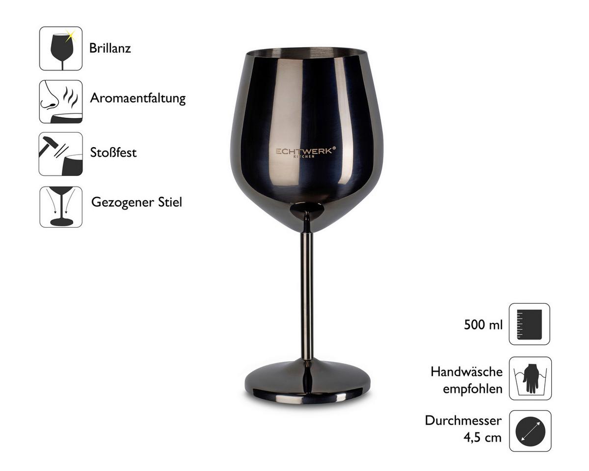 Sada sklenic ECHTWERK WEINGLÄSER 6TLG. - černá, Trend, kov - Echtwerk