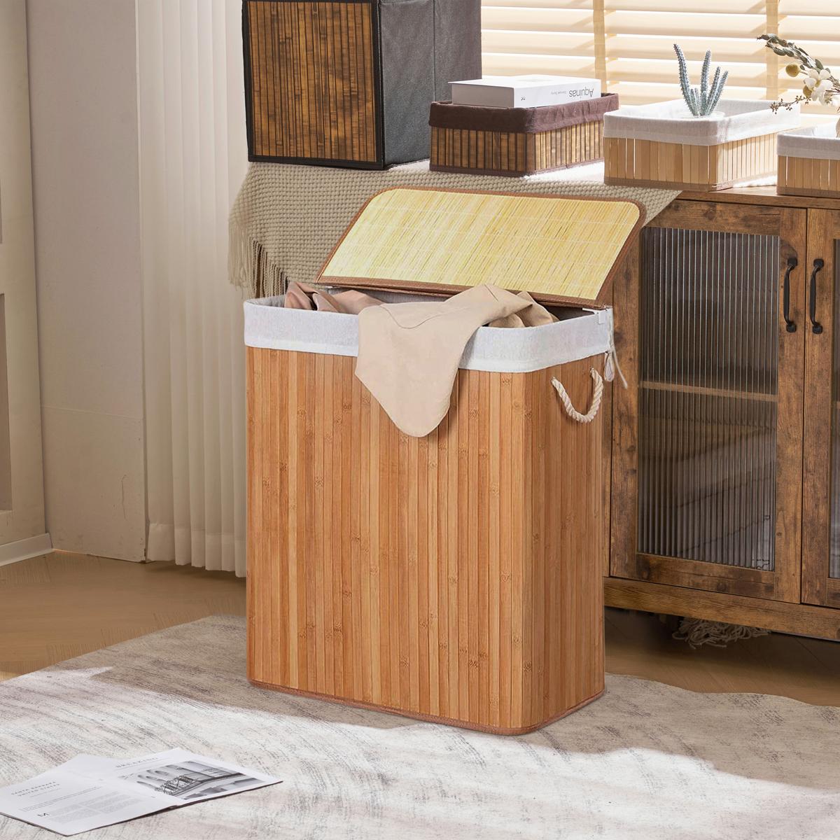 WÄSCHEKORB Falster Braun B: 52cm - Braun, MODERN, Holz/Textil (52/62/32cm) - MID.YOU
