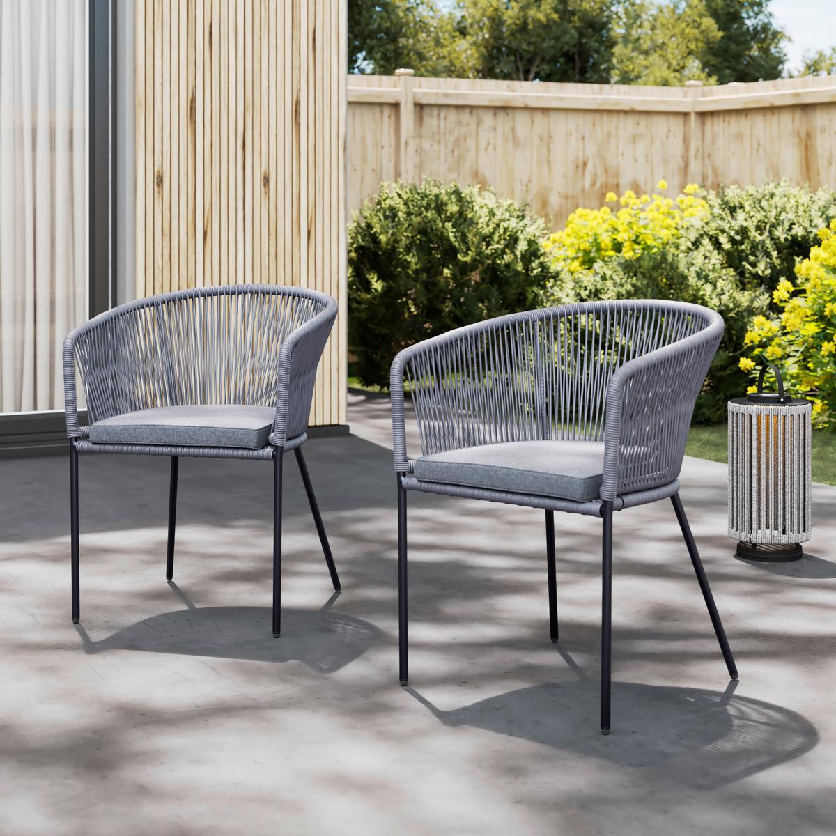 SADA ZAHRADNÍCH KŘESEL VICTOR - tmavě šedá, Moderní, kov/textil (56/59/78cm) - Bessagi Garden