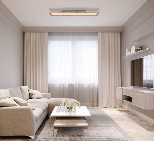 Led-deckenleuchte 41595d4 L: 80 Cm - Opal/Naturfarben, Natur, Holzwerkstoff/Kunststoff (80/20/8,5cm) - Globo