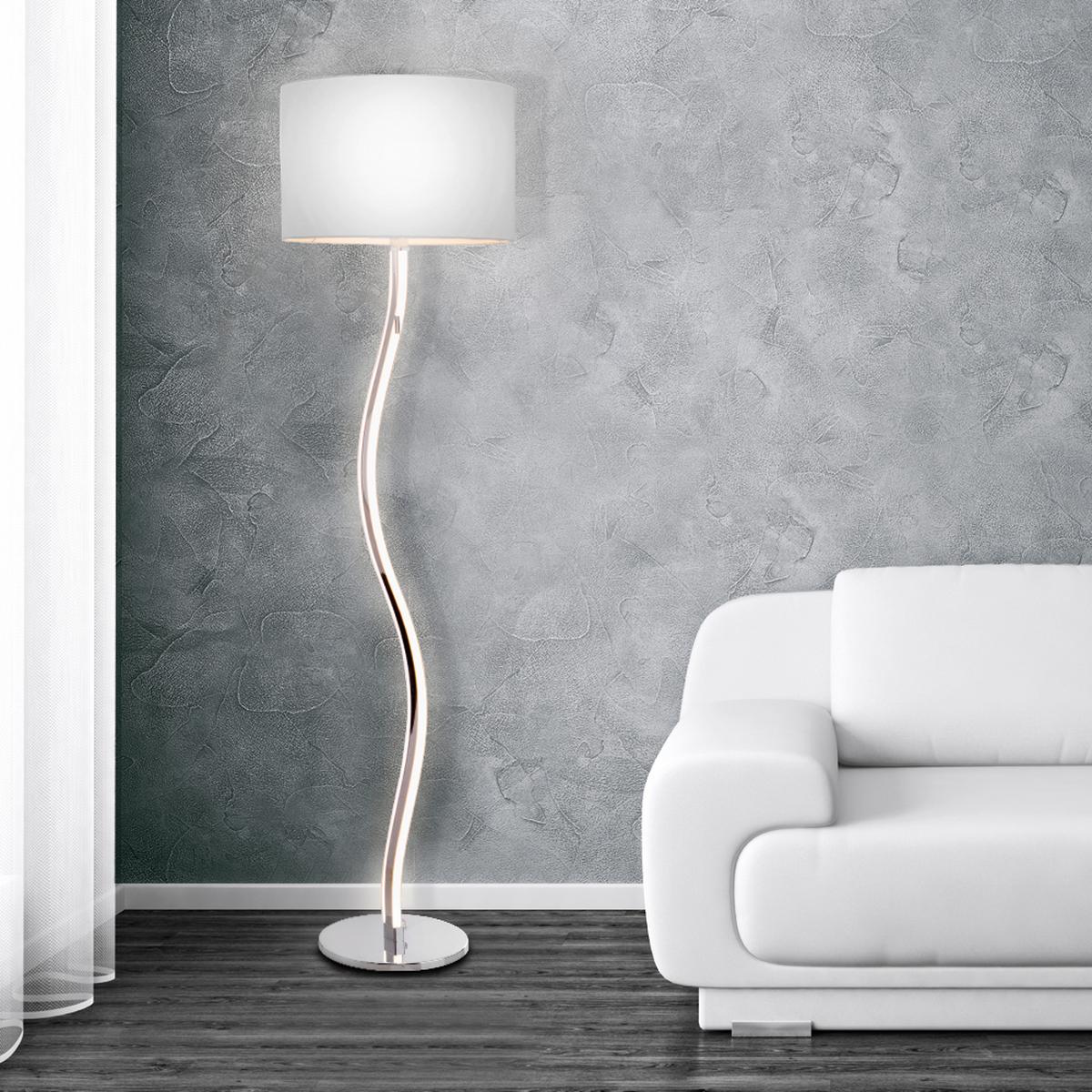 Stehlampe Aurelia Weiß Leicht Geschwungen - Weiß, Design, Kunststoff/Metall (40/192cm) - Näve