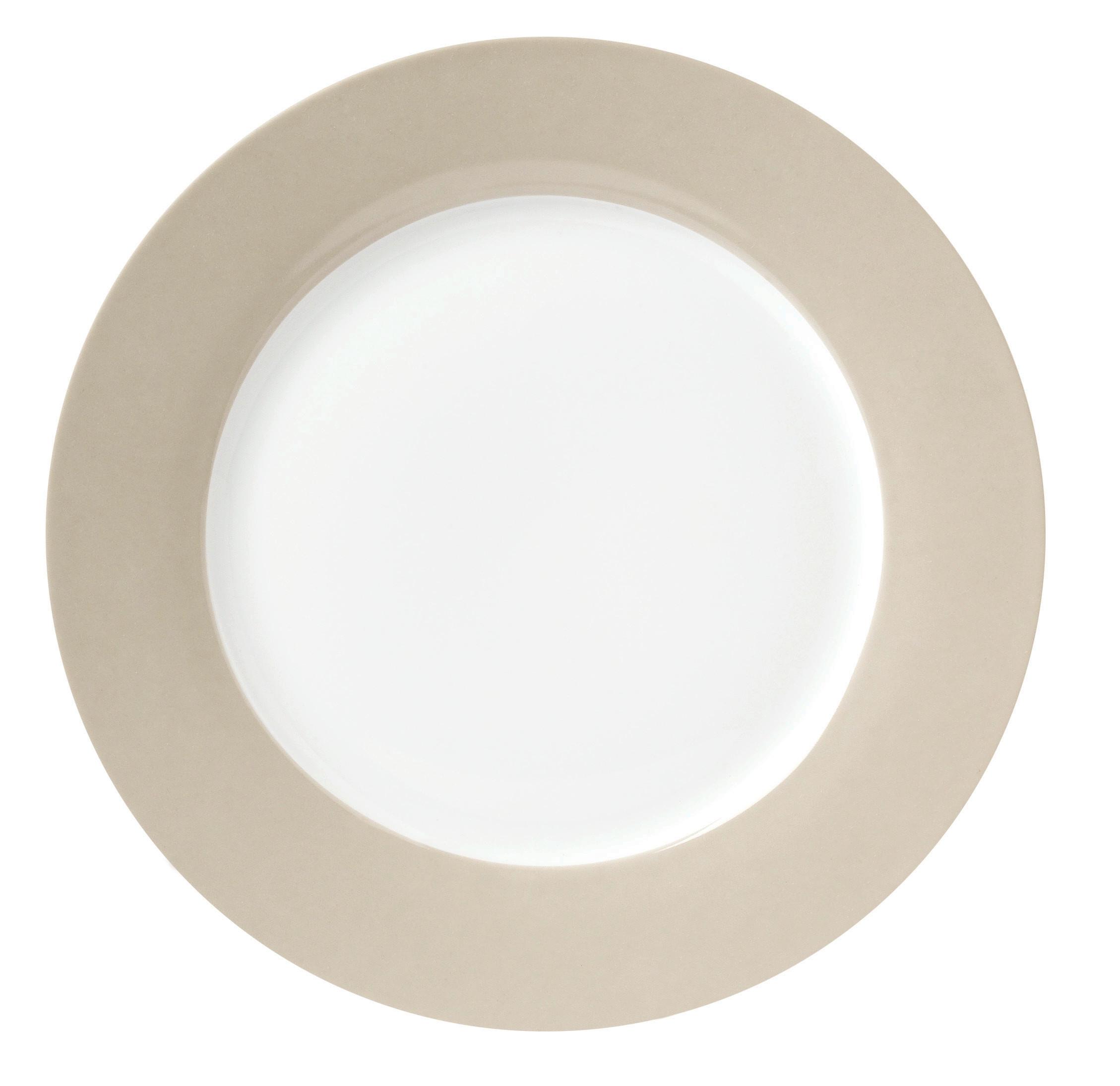 Desserttellerset Weiß Taupe 6-Teilig D: 20 Cm - Taupe/Weiß, Basics, Keramik (20cm) - Van Well