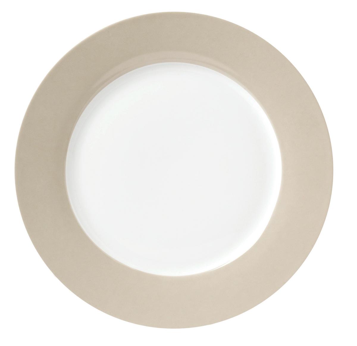 Desserttellerset Weiß Taupe 6-teilig D: 20 cm - Taupe/Weiß, Basics, Keramik (20cm) - Van Well