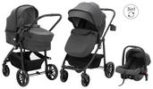 Kinderwagen Balu Premium 3in1 mit Babyschale + Sonnenschutz - Anthrazit/Schwarz, MODERN, Kunststoff/Metall (103/58/104cm) - Fillikid