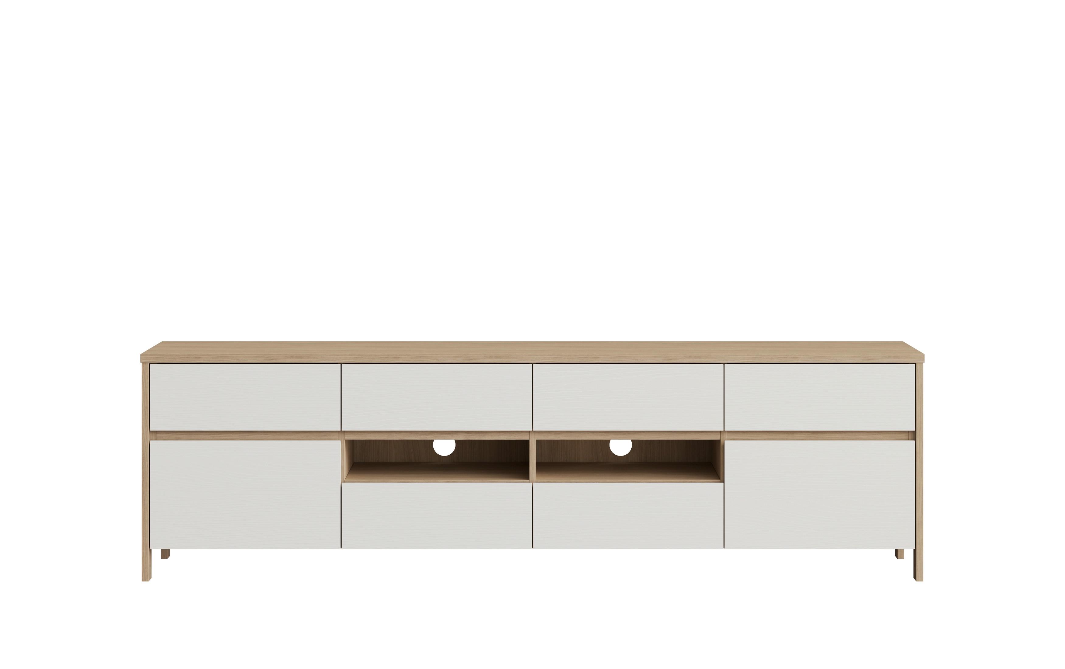 Lowboard Stranda Weiß/Eiche B: 193cm - Eichefarben/Weiß, Design, Holzwerkstoff (193/58/39cm) - MID.YOU