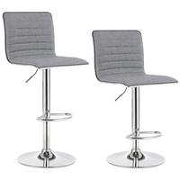 Barhocker-Set 2-Teilig Songmics, Hellgrau - Edelstahlfarben/Hellgrau, Trend, Textil/Metall (44/94-114/39,5cm) - Boxxx