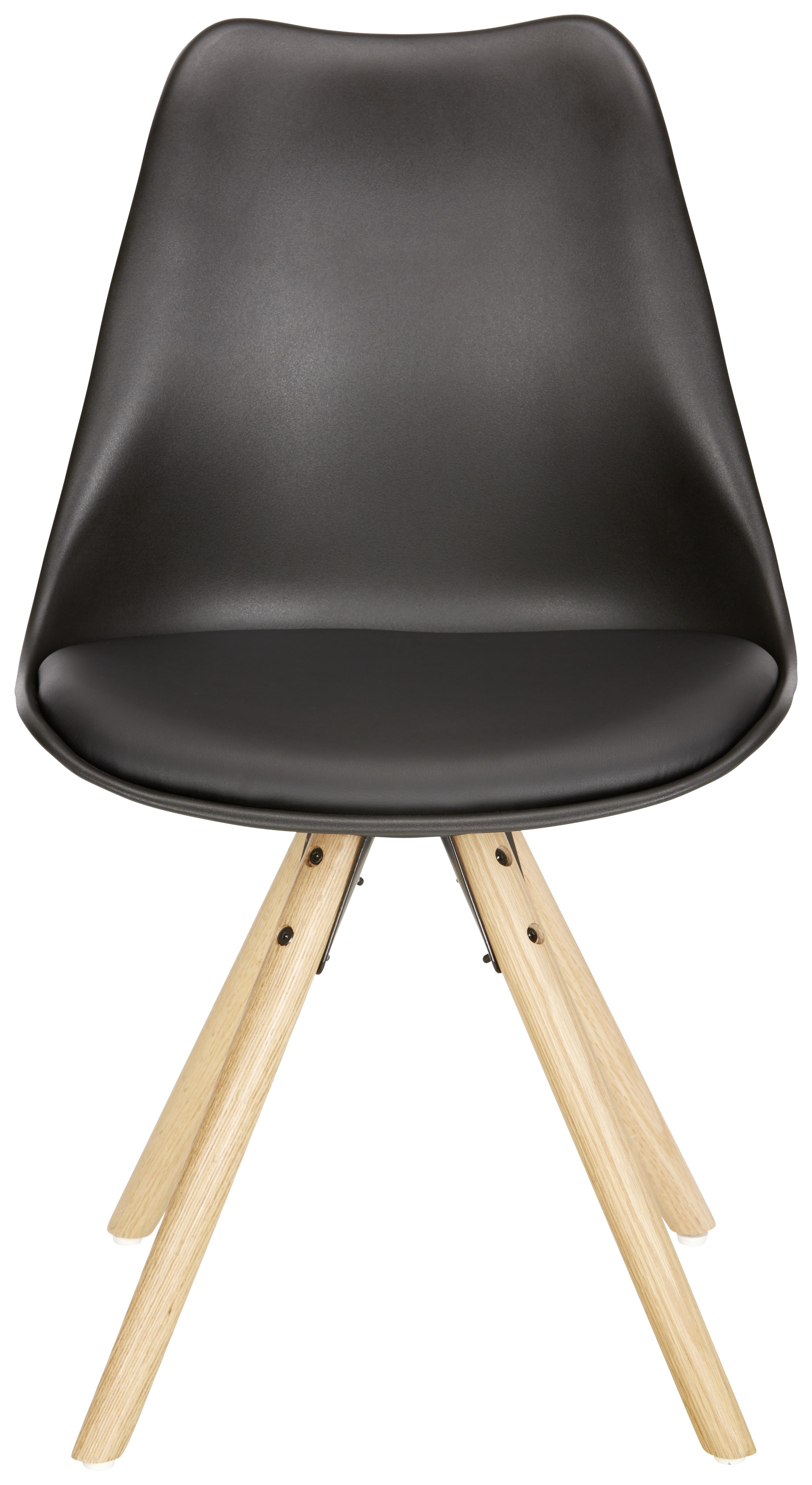 Židle Lilly - černá/barvy dubu, Moderní, dřevo/plast (48/81/57cm) - Modern Living