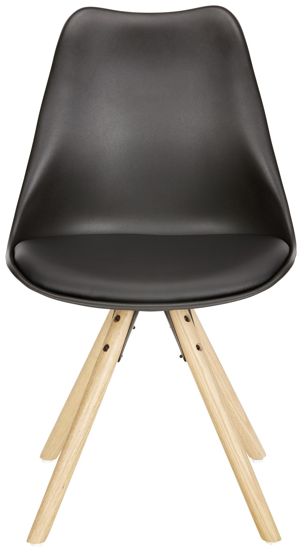 Jídelní židle Lilly s dřevěnýma nohama, černá - černá/barvy dubu, Moderní, dřevo/plast (48/81/57cm) - Mömax