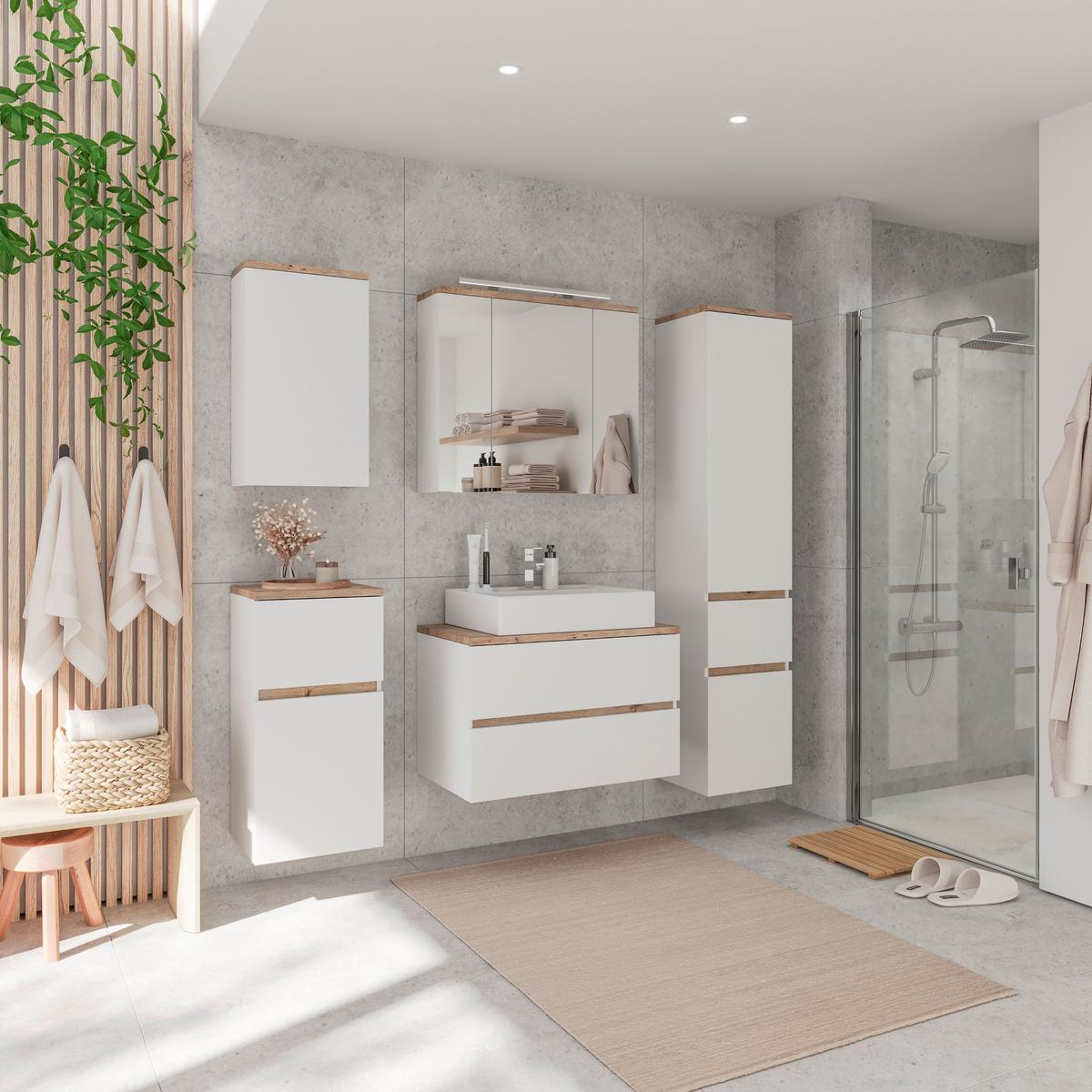 Badezimmer Hochschrank BHT: 40x182x35 cm grifflos - MODERN (40/182/35cm)
