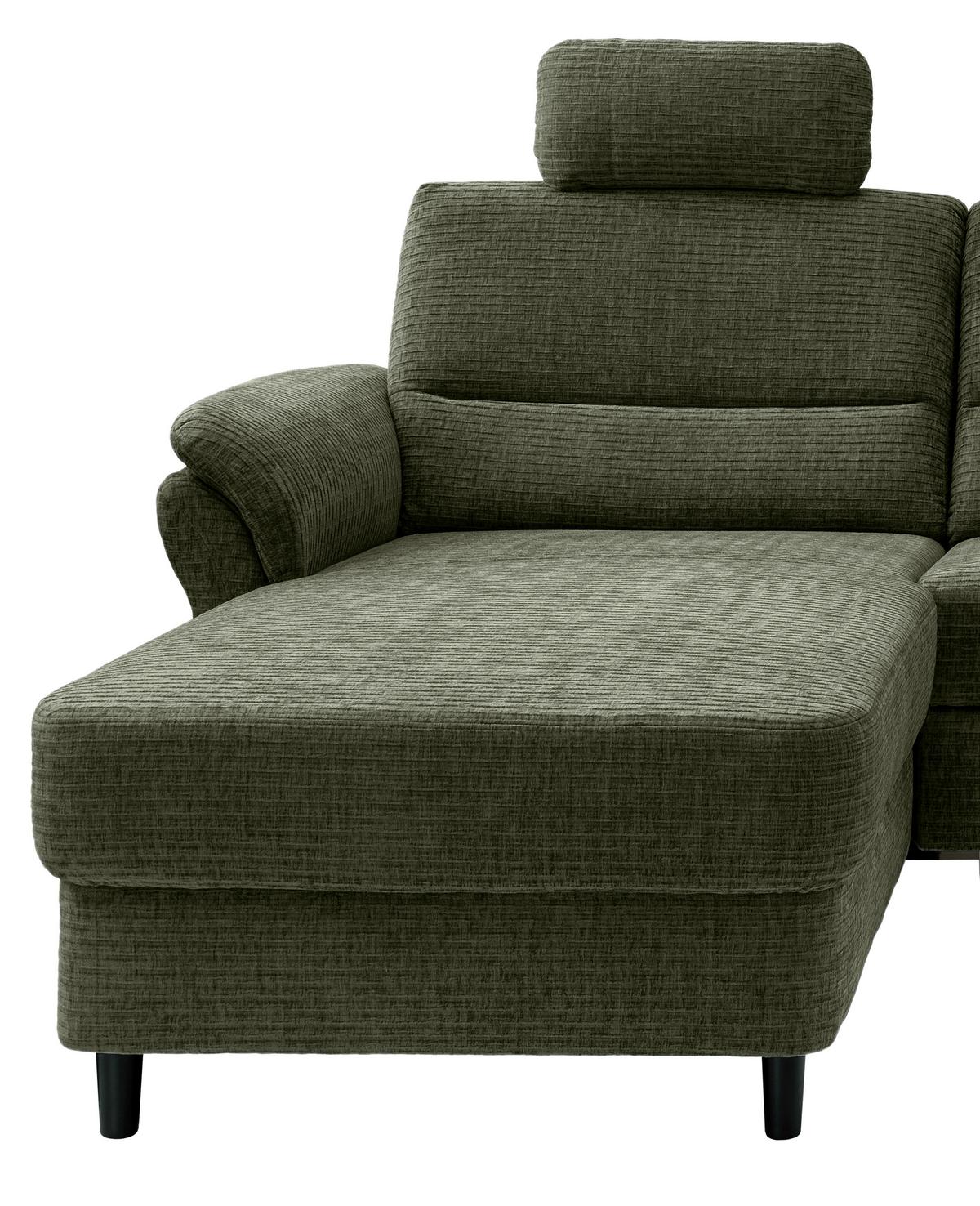 Ecksofa Cavoli, Olivgrün S: 176x279 cm - Schwarz/Olivgrün, MODERN, Textil (176/279cm) - Livetastic