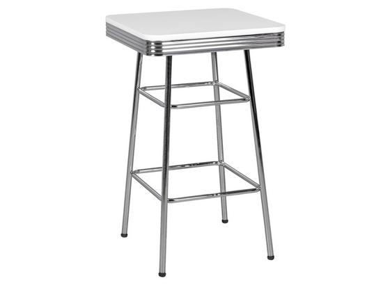 Bartisch Elivis B: 60 cm Weiß - Silberfarben/Weiß, MODERN, Holzwerkstoff/Metall (60/60/100cm) - Livetastic Bartisch Elivis B: 60 cm Weiß - Silberfarben/Weiß, MODERN, Holzwerkstoff/Metall (60/60/100cm) - Livetastic