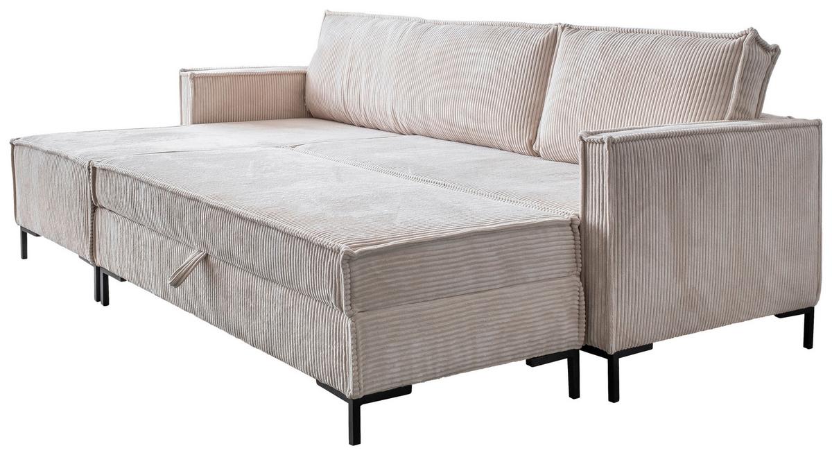 Rohová sedacia súprava, béžová - béžová, Design, textil (232/90/154cm) - MID.YOU