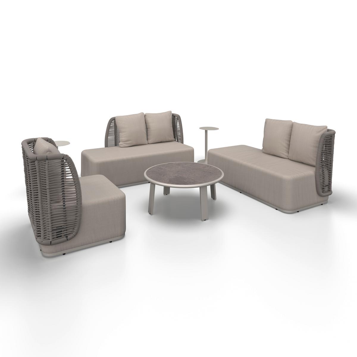 TERASOVÁ SEDACÍ SOUPRAVA MARINO - světle šedá/tmavě šedá, Moderní, kov/textil (153/81/76cm) - Bessagi Garden