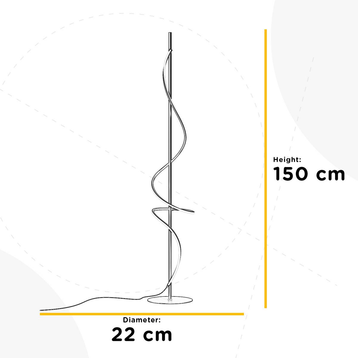 LED-Stehleuchte Ptn Schwarz L: 22 cm - Schwarz, Design, Kunststoff/Metall (22/22/150cm)