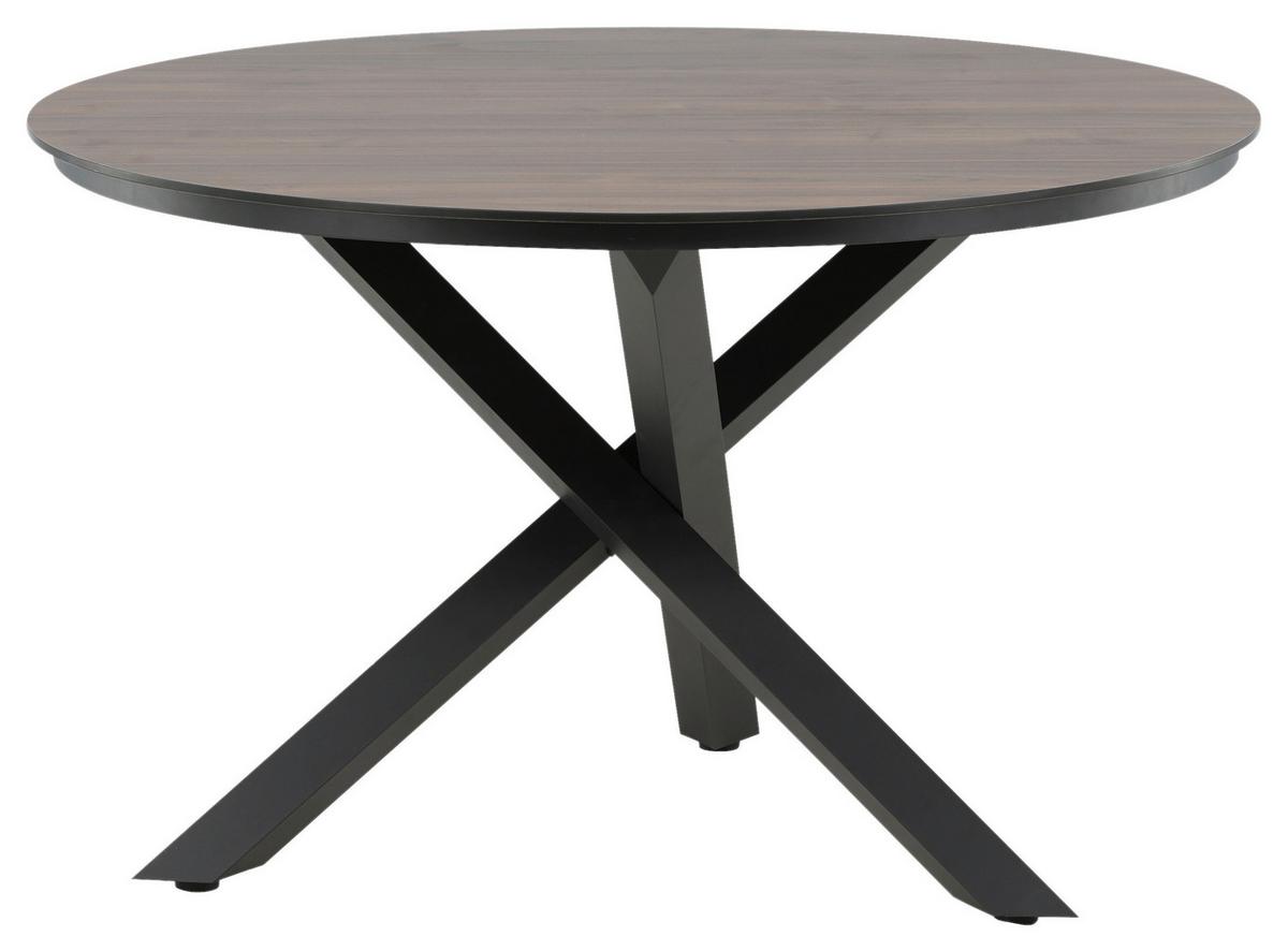 Gartentisch Llama - Schwarz/Braun, KONVENTIONELL, Kunststoff/Metall (120/120/75cm) - Gardenson