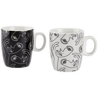 Kaffeebecher New Bone China 200 Ml Schwarz/weiß Faces - Schwarz/Weiß, MODERN, Keramik (7,5/8,5cm) - Luca Bessoni