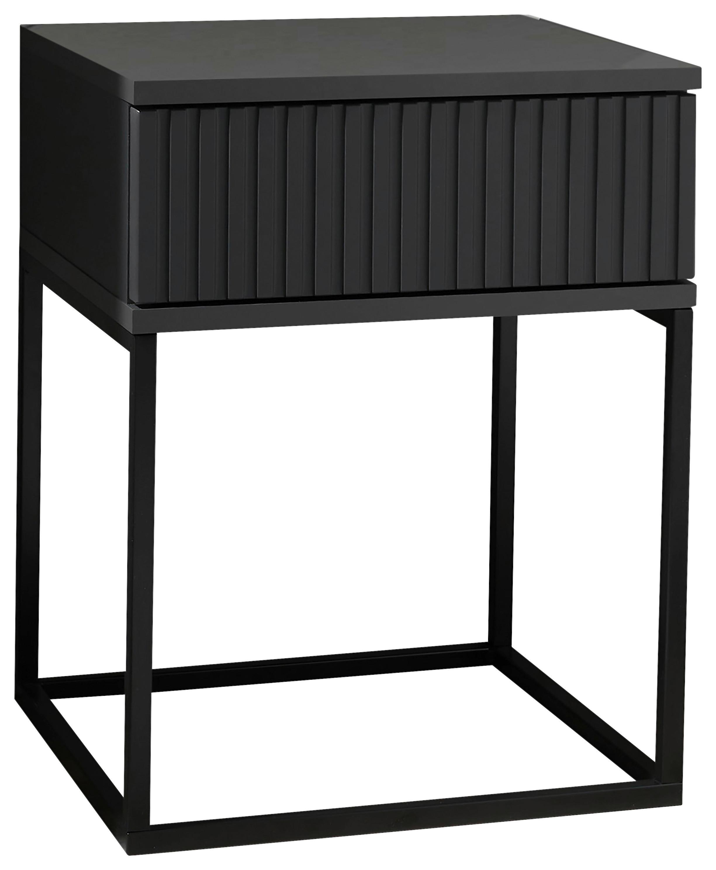 Nachtkästchen Graphitfarben/ Schwarz H: 52 cm Marle - Schwarz/Graphitfarben, MODERN, Holzwerkstoff/Metall (40/52/38,5cm) - Livetastic