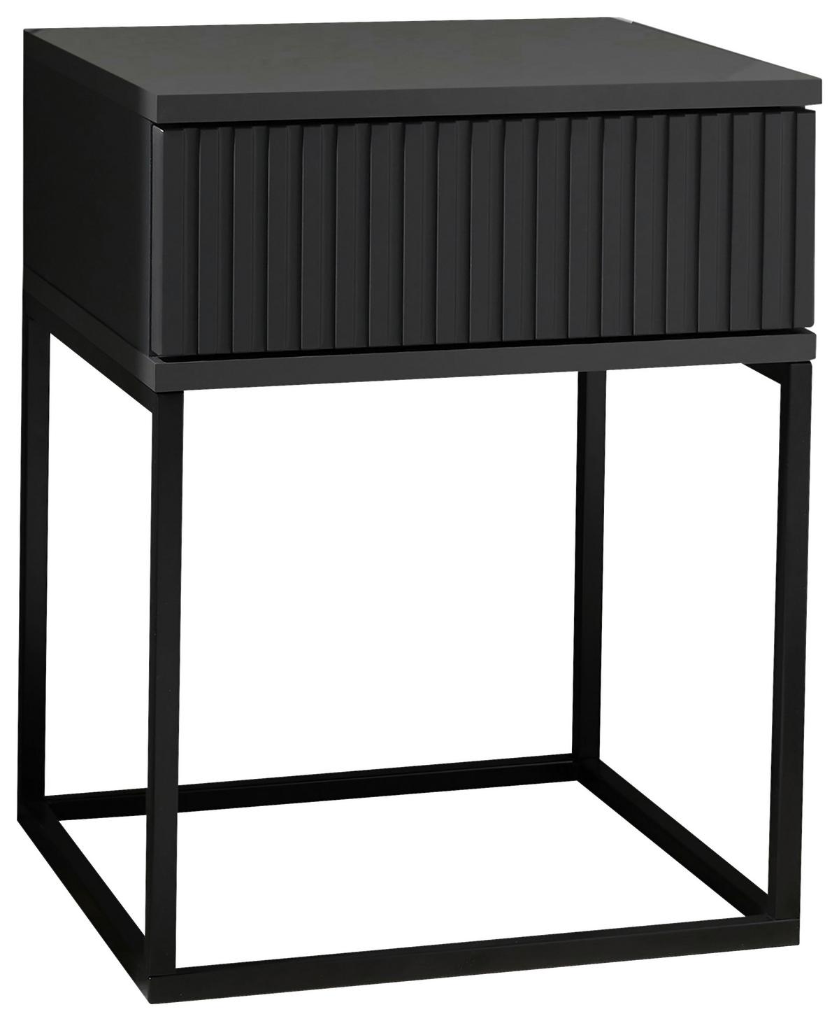 Nachtkästchen Graphitfarben/ Schwarz H: 52 cm Marle - Schwarz/Graphitfarben, MODERN, Holzwerkstoff/Metall (40/52/38,5cm) - Livetastic