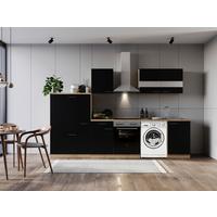 Küchenblock Merle Schwarz B: 310 Cm - Eichefarben/Schwarz, Basics, Glas/Holzwerkstoff (310cm) - Respekta