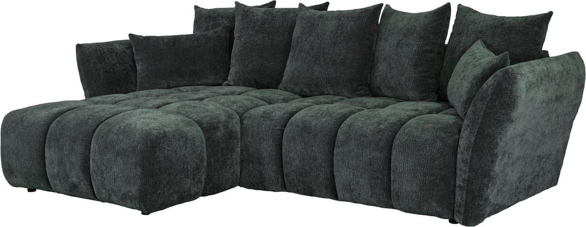 Univerzálna sedačka CAMMELLIO, tm.zelená ženilka, 7 vankúšov - čierna/tmavozelená, Modern, textil (296/75-95/189cm) - Mömax