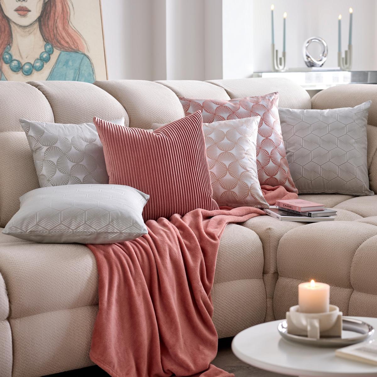 DEKORAČNÝ VANKÚŠ SHINY GINGKO -EXT- - strieborná/béžová, Romantik / Landhaus, textil (45/45cm) - Mömax