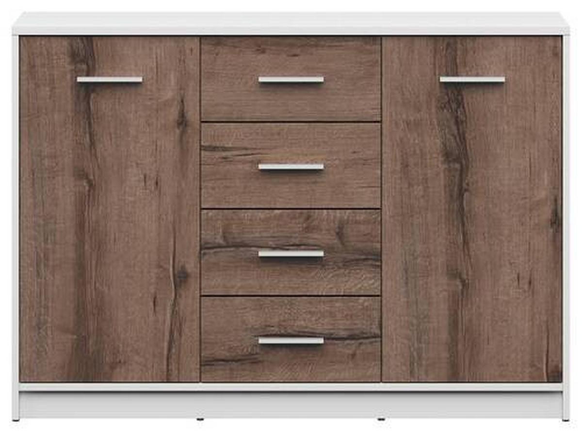 Kommode Nepo Plus Chest Of Drawers - Eichefarben/Schwarz, Design, Holzwerkstoff (118,5/84/34cm)