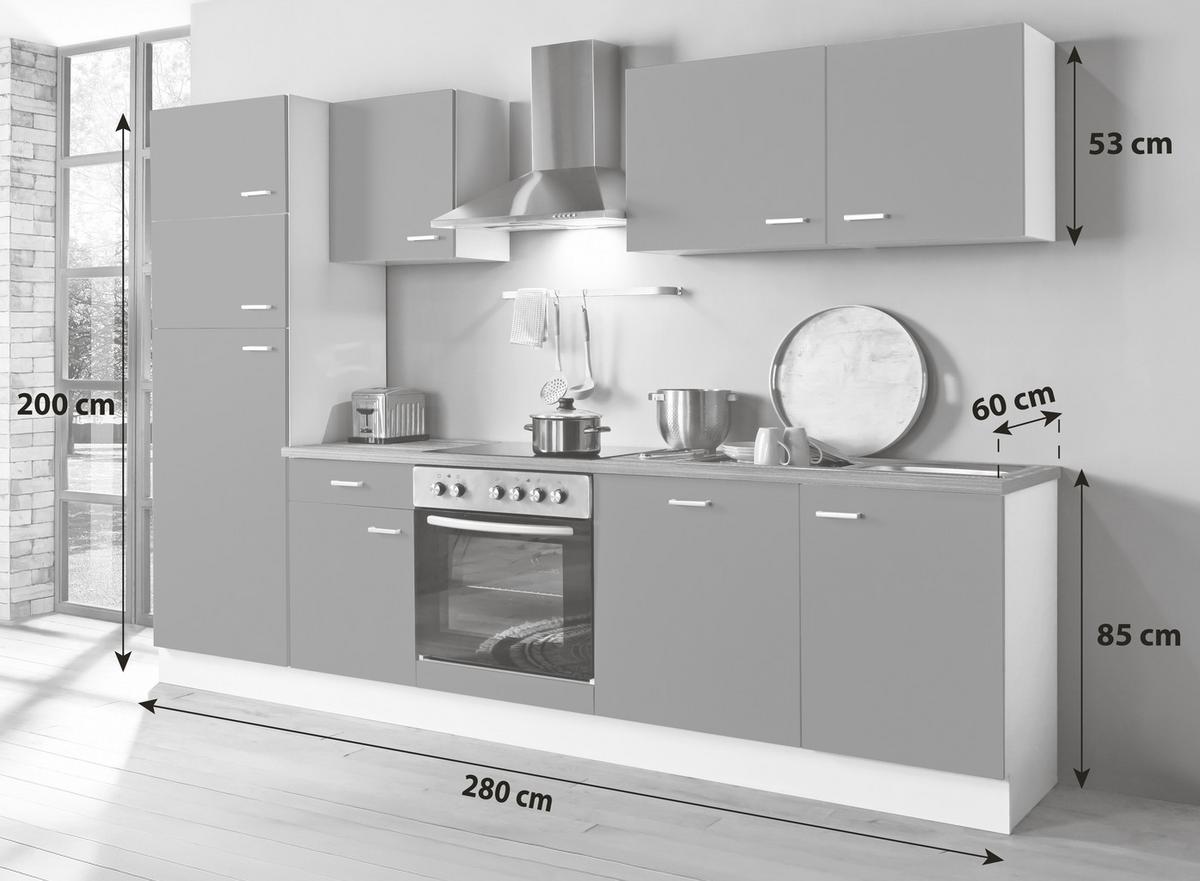 Küchenblock White-Classic - Graphitfarben/Weiß, KONVENTIONELL, Holzwerkstoff (280cm) - Menke