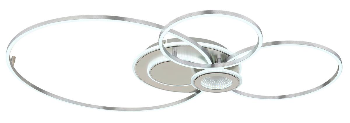 LED-DECKENLEUCHTE Memory-Funktion - Silberfarben/Opal, Design, Kunststoff/Metall (103,5/65/8,5cm) - Globo