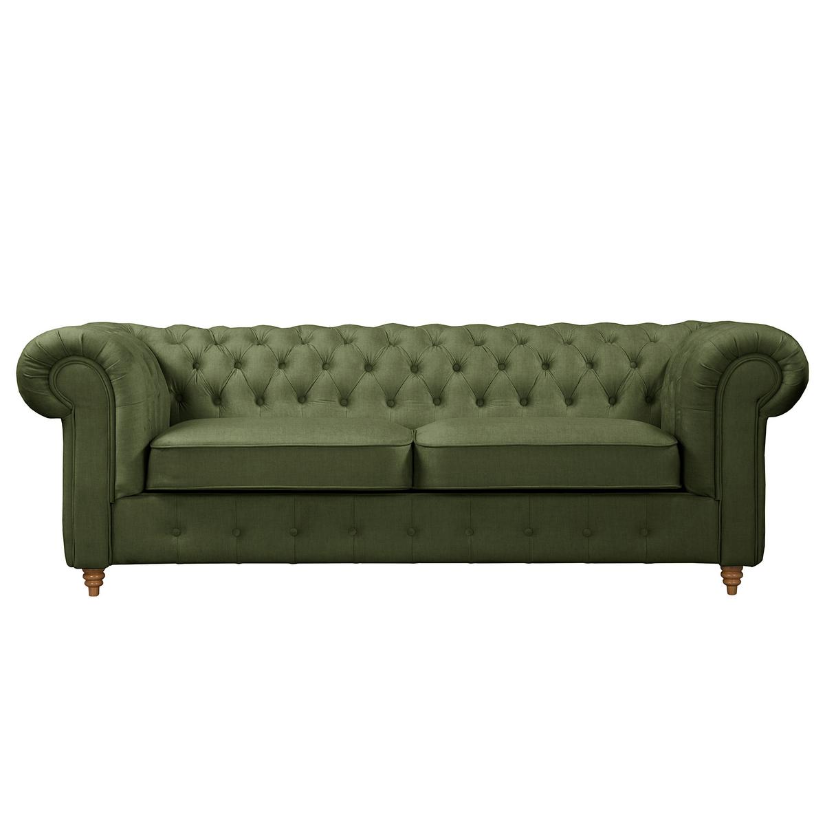 Schlafsofa Laura Dunkelgrün, B: 218cm - Dunkelgrün/Braun, Design, Textil (218/74/91cm) - P & B
