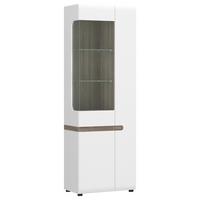 Vitrine Linate B: 63,9 cm Alpinweiss/Trüffel Eiche Dekor - Weiß Hochglanz/Trüffeleichefarben, MODERN, Glas/Holzwerkstoff (63,9/194,5/41,9cm)