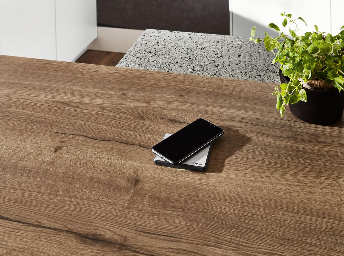 Einbauküche Fontana Frei Planbar Modern, Grifflos - Eichefarben/Anthrazit, MODERN, Holzwerkstoff - Vertico