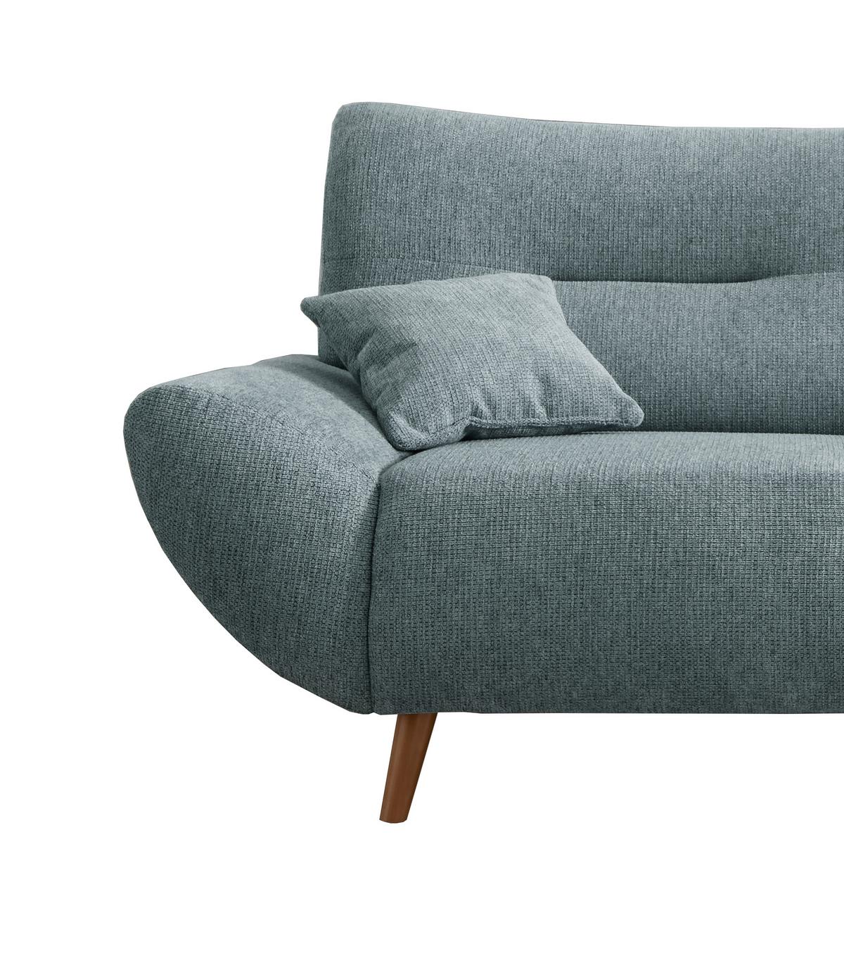 3-Sitzer-Sofa Chenille Blau Rücken Echt - Wildeiche/Blau, MODERN, Textil (205/81/90cm) - MID.YOU