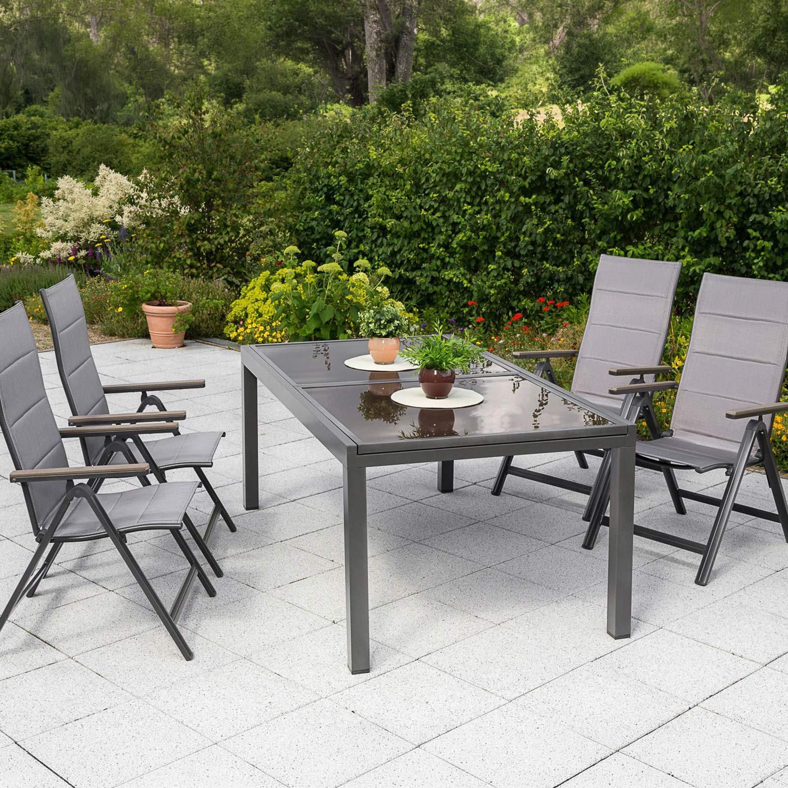 Gartensessel Klappbar Trivero Aluminium - Graphitfarben/Grau, MODERN, Kunststoff/Metall (58/112/113cm) - Gardenson