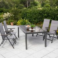 Gartensessel Klappbar Trivero Aluminium - Graphitfarben/Grau, MODERN, Kunststoff/Metall (58/112/113cm) - Gardenson