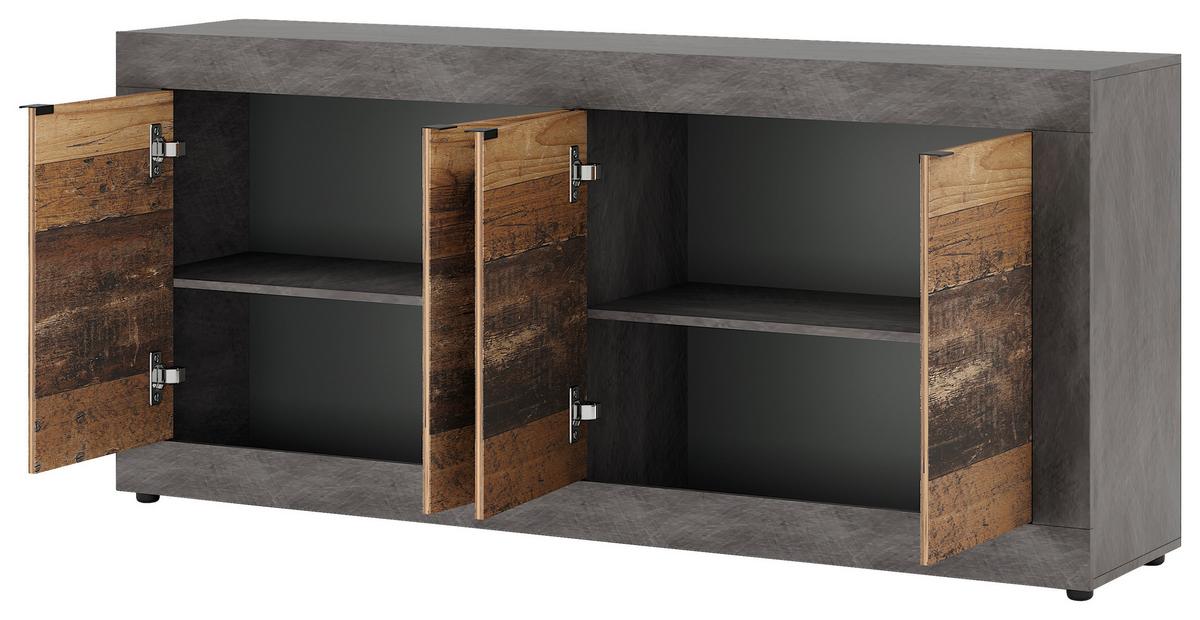 Sideboard Lunea - Alteiche/Schwarz, Design, Holzwerkstoff (180/86/42cm) - MID.YOU